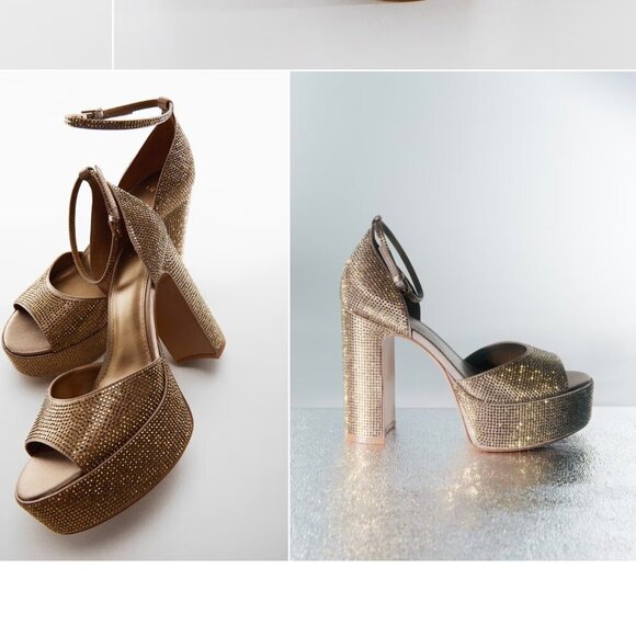 MANGO Heeled sandal with strass strap Sizes 7.5/8.5NEW WITH TAG! - Picture 5 of 6